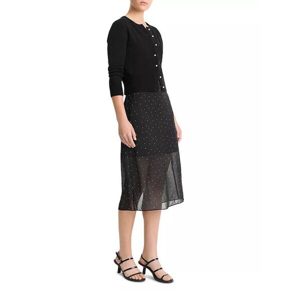 Vince Sheer Dot Straight Skirt in Black Grey 4 - Picture 5 of 5